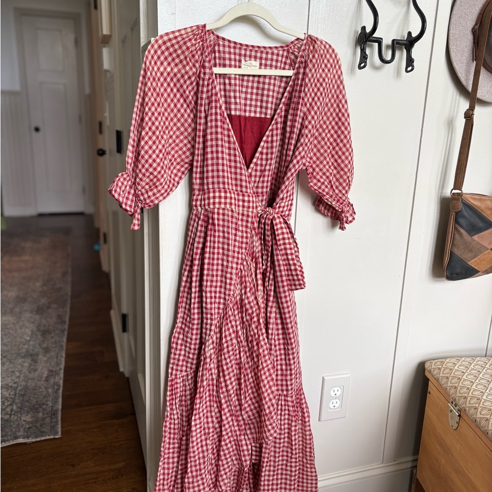 Sustainable Red Checkered Maxi Dress